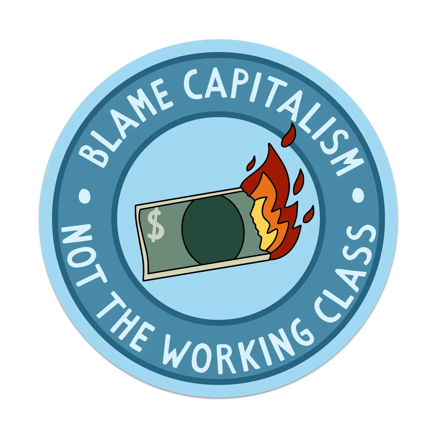 Blame Capitalism Not the Working Class Sticker