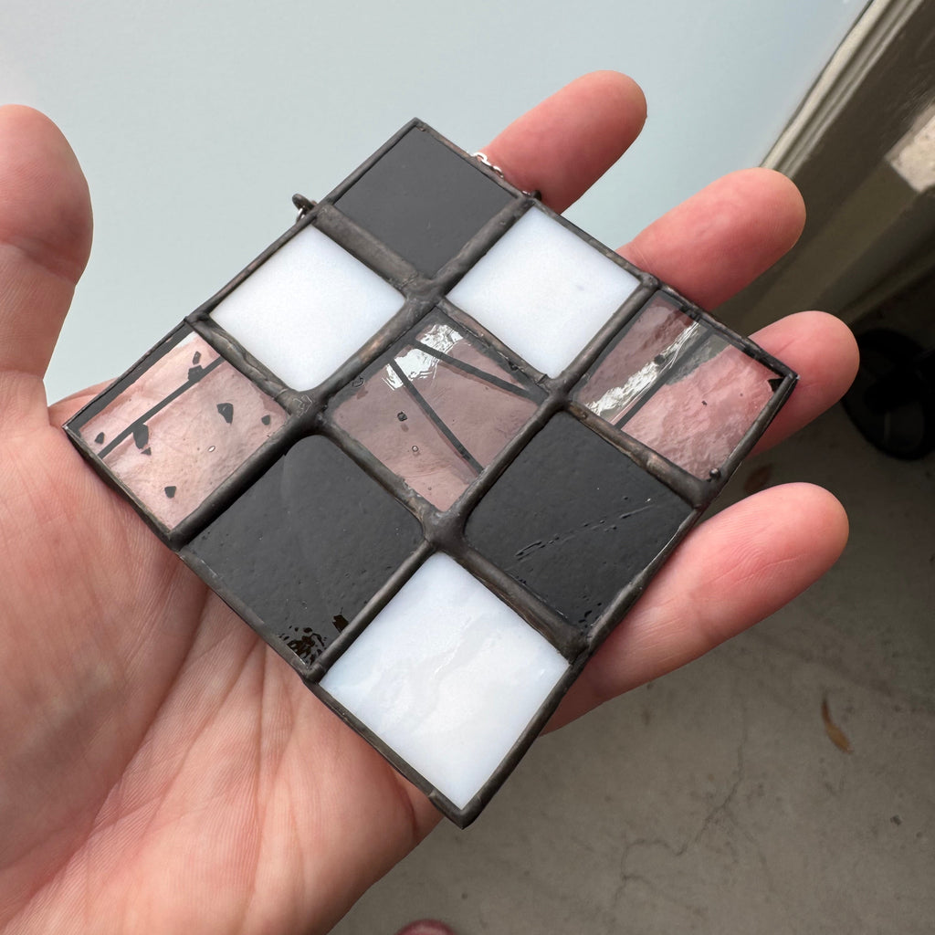 black and white grid sun catcher