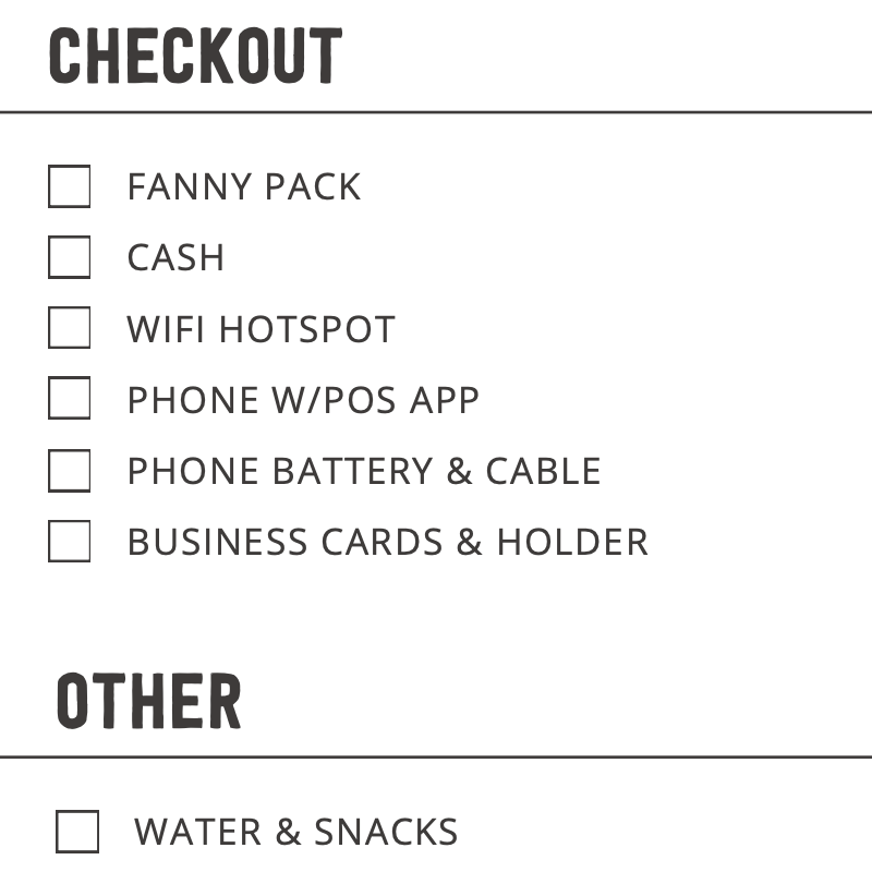 Craft Fair Checklist