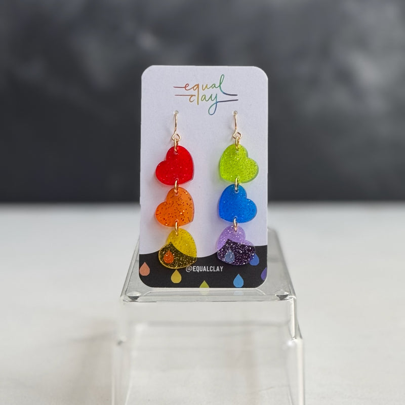 rainbow pride heart earrings