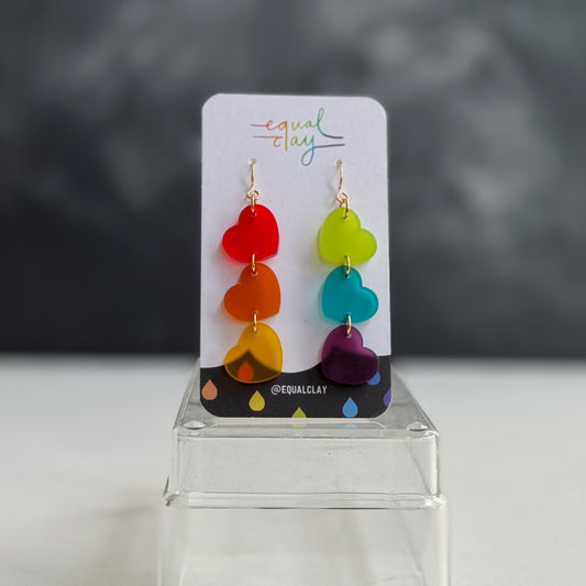 rainbow pride heart earrings