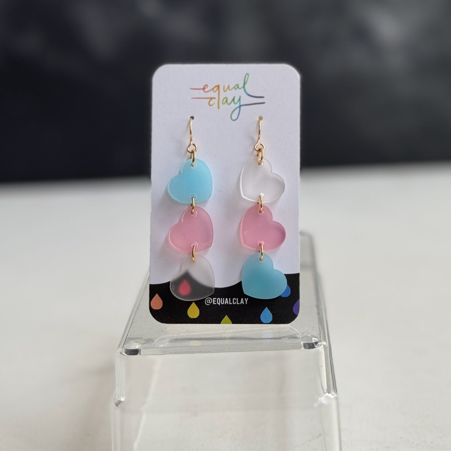 trans pride heart earrings