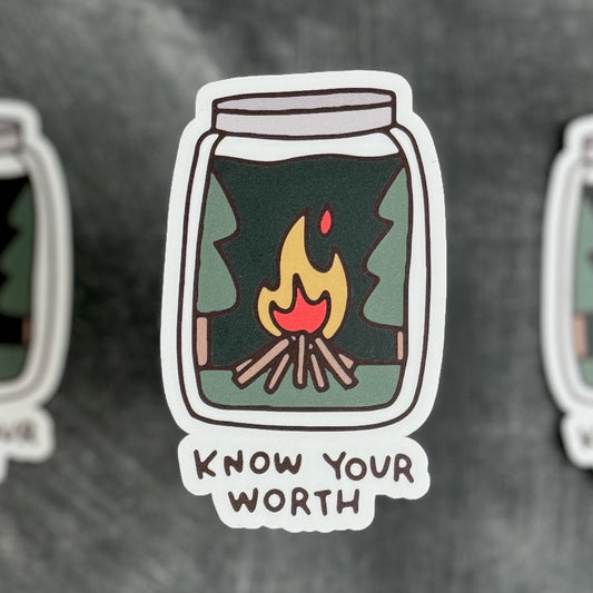 Know Your Worth Jar Sticker