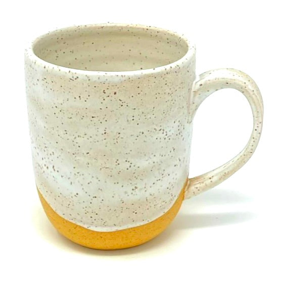 the mug as seen from the back, with a swoop of white glaze.