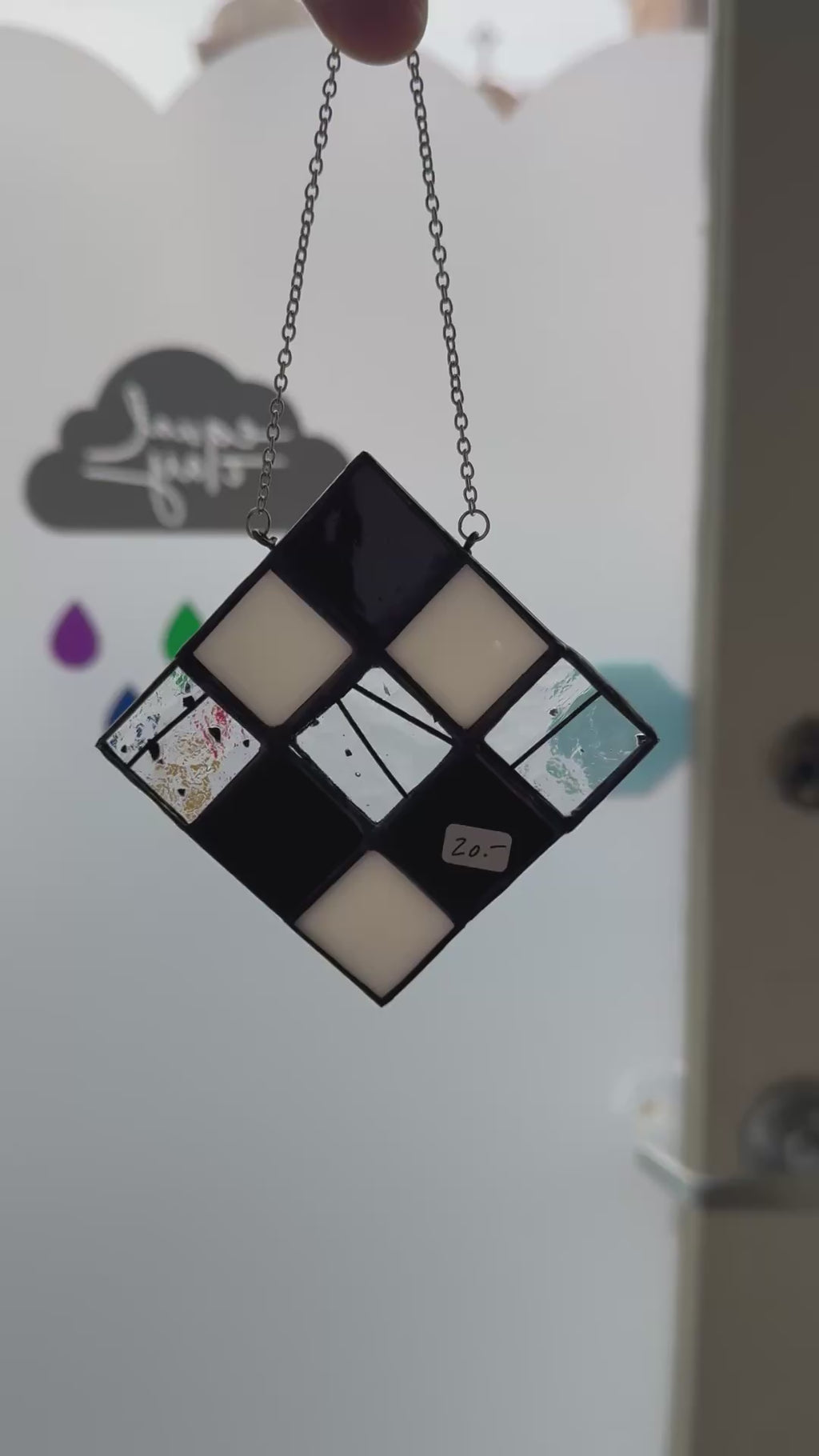 black and white grid sun catcher